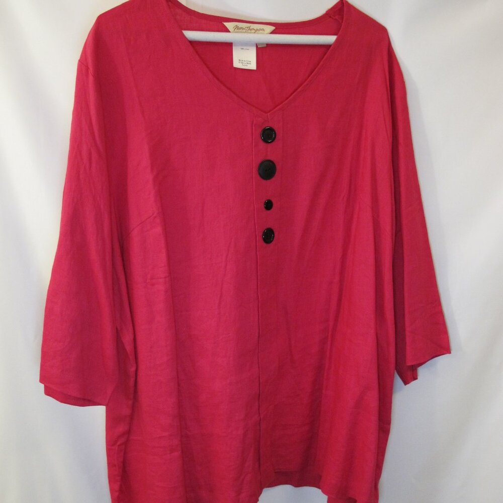 Norm Thompson fuchsia linen top  1X